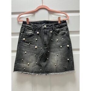Tinsel Denim Skirt w. Pearls Sz 26